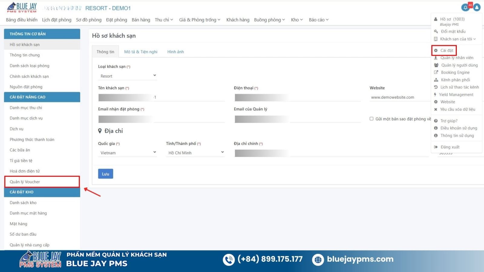 tính năng quản lý voucher
